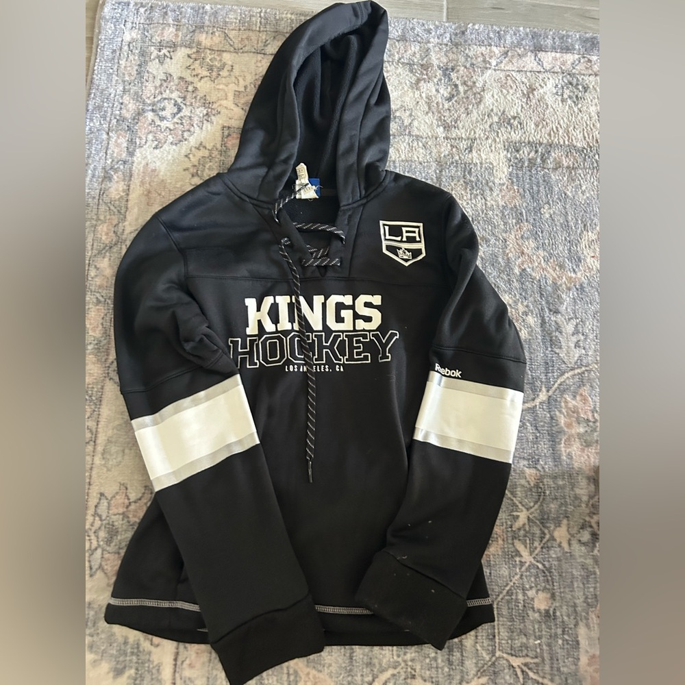 Reebok Black and White Kings Hockey Hoodie